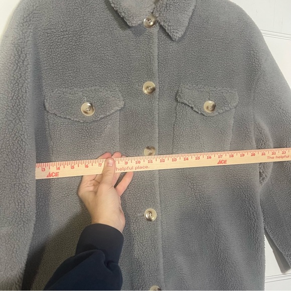 Rebecca Minkoff Long Sherpa Teddy Coat Gray Size Small Suede Lined NWT Shacket - Picture 7 of 12